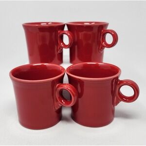 Set of 4 Fiesta Ware Tom and Jerry Red Scarlet Coffee Mug With O Ring Handle
